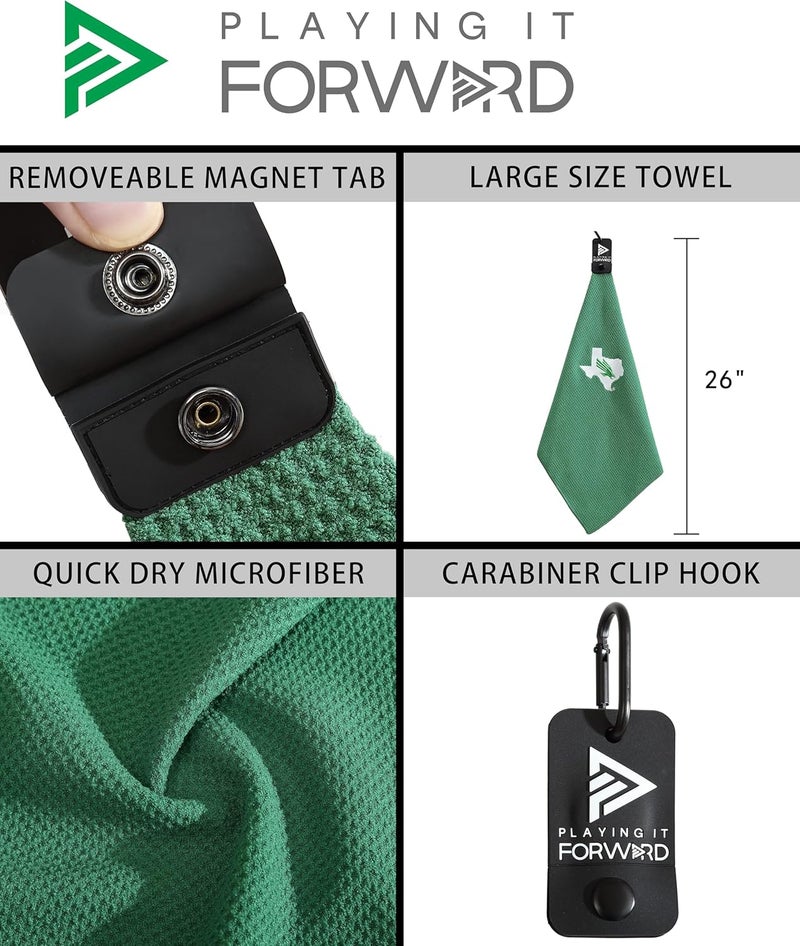 Playing It Forward Magnetic Golf Towel North Texas University - Waffle Weave Microfiber Towel with Ultra Strong Magnet & Clip for Secure Hold on Golf Bags & Cart - Ideal for Clubs & Accessories by - Image 3